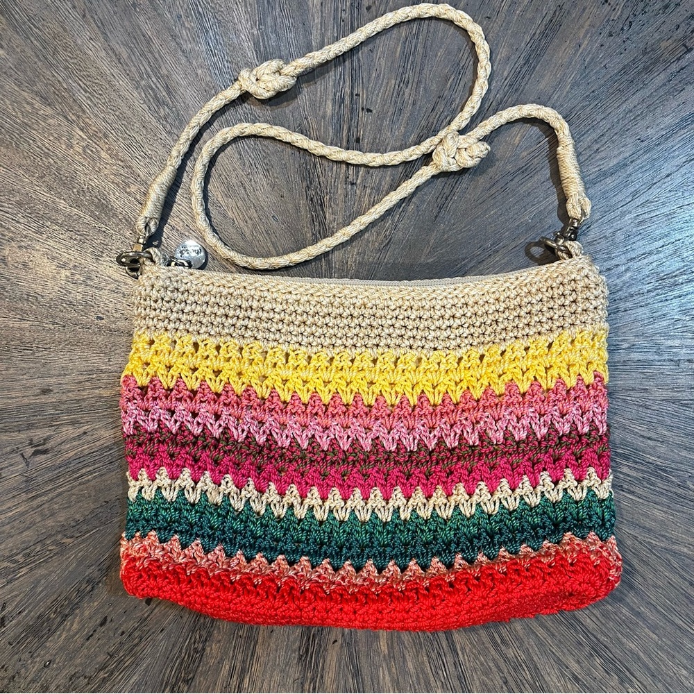 The Sak Crochet Shoulder Bag – Rainbow Stripe Boho Crossbody - Picture 2 of 16